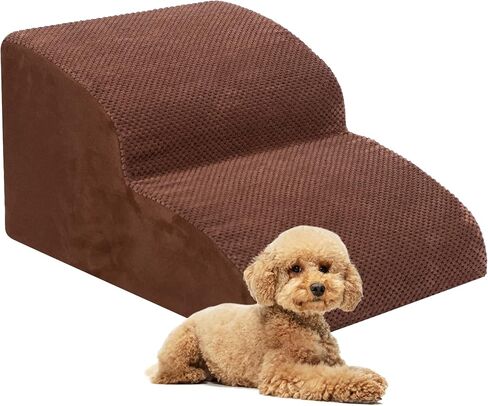 Dog Stairs for Small Dogs, 3 Tiers High Density Foam Dog Ramp, Extra Wide Non-Slip Pet Steps for High Beds Or Couch, Soft Foam Doggie Ladder for Dogs Injured, Older Pets, Small Cats in Saudi Arabia