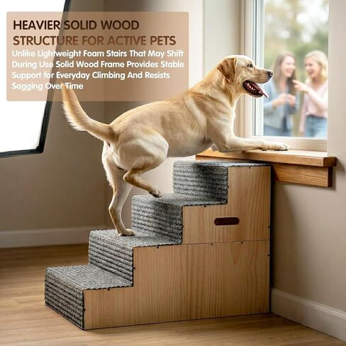 Wood Dog Stairs for Bed Couch 18" H, 4-Step Dog Steps for Small Medium Dogs in Kuwait