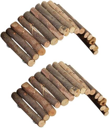 PIVBY Hamster Bridge Wooden Mouse Ladder Natural Rat Chew Rodents Toys for Chinchillas Guinea Pigs Hamster Mouse Rat Small Animal (2Pack) in Kuwait