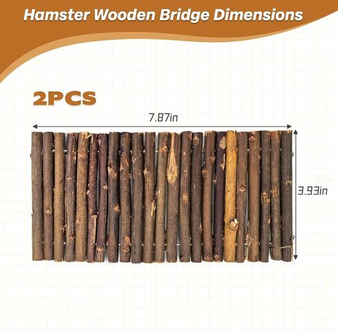 PIVBY Hamster Bridge Wooden Mouse Ladder Natural Rat Chew Rodents Toys for Chinchillas Guinea Pigs Hamster Mouse Rat Small Animal (2Pack) in Kuwait