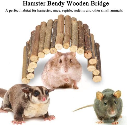 PIVBY Hamster Bridge Wooden Mouse Ladder Natural Rat Chew Rodents Toys for Chinchillas Guinea Pigs Hamster Mouse Rat Small Animal (2Pack) in Kuwait
