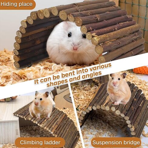 PIVBY Hamster Bridge Wooden Mouse Ladder Natural Rat Chew Rodents Toys for Chinchillas Guinea Pigs Hamster Mouse Rat Small Animal (2Pack) in Kuwait