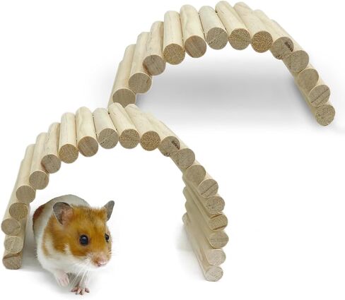 PIVBY Hamster Bridge Wooden Mouse Ladder Natural Rat Chew Rodents Toys for Chinchillas Guinea Pigs Hamster Mouse Rat Small Animal (2Pack) in Kuwait