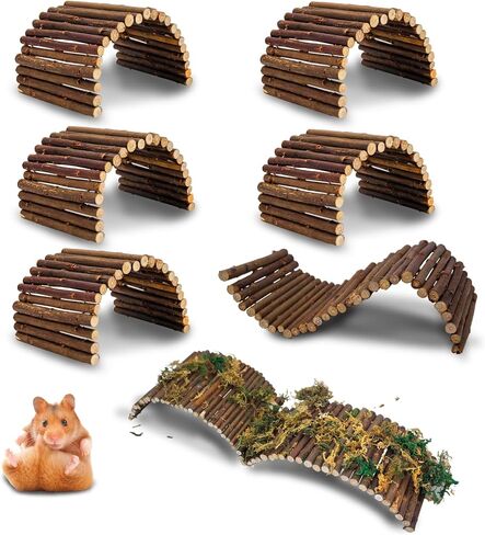 PIVBY Hamster Bridge Wooden Mouse Ladder Natural Rat Chew Rodents Toys for Chinchillas Guinea Pigs Hamster Mouse Rat Small Animal (2Pack) in Kuwait