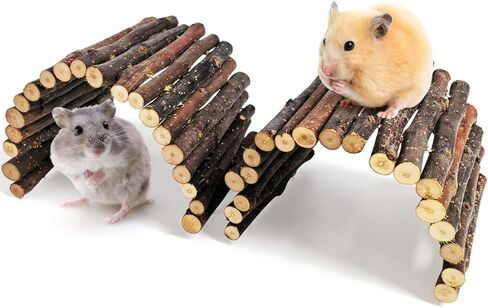 PIVBY Hamster Bridge Wooden Mouse Ladder Natural Rat Chew Rodents Toys for Chinchillas Guinea Pigs Hamster Mouse Rat Small Animal (2Pack) in Kuwait