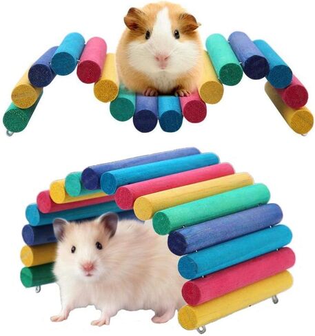 PIVBY Hamster Bridge Wooden Mouse Ladder Natural Rat Chew Rodents Toys for Chinchillas Guinea Pigs Hamster Mouse Rat Small Animal (2Pack) in Kuwait