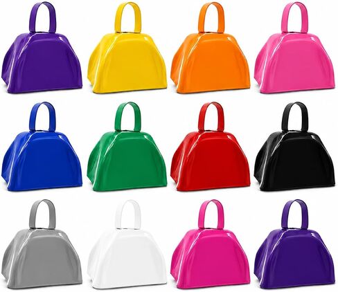 The Dreidel Company Metal Cowbell Noisemaker Cheering Bell, New Years, School Classroom, Wedding Bells & Chimes Percussion Musical Instruments Call Bell Alarm, 3" (Black, 6-Pack) in Kuwait
