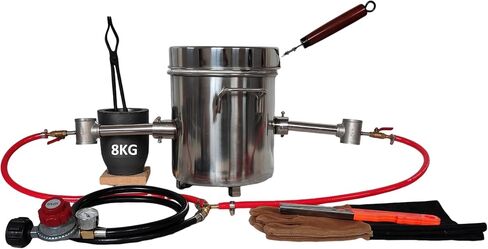 LSMIITTH 8KG/17.6lbs Gas Metal Melting Furnace kit 2642°F/1450°C Propane Furnace Dual Burner (Each 100,000 BTU) Foundry Home Kiln Smelting Casting Tools Refining Recycle Gold Silver Copper Aluminium in Kuwait