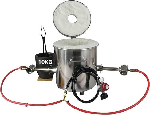 LSMIITTH 8KG/17.6lbs Gas Metal Melting Furnace kit 2642°F/1450°C Propane Furnace Dual Burner (Each 100,000 BTU) Foundry Home Kiln Smelting Casting Tools Refining Recycle Gold Silver Copper Aluminium in Kuwait