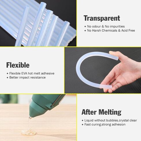 YesBes 100 Pack Full Size Clear Hot Glue Sticks, 10" Long x 0.43" Diameter, EVA Polymer, Ideal for Wood, Metal, Glass, Plastic, Fabric, Leather, Foam, and More in Saudi Arabia