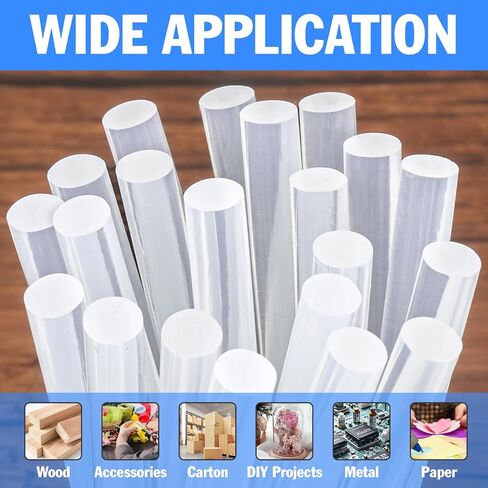 YesBes 100 Pack Full Size Clear Hot Glue Sticks, 10" Long x 0.43" Diameter, EVA Polymer, Ideal for Wood, Metal, Glass, Plastic, Fabric, Leather, Foam, and More in Saudi Arabia