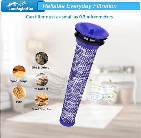 استبدال فلتر Leadaybetter لمكنسة كهربائية Dyson V7 V8 Animal ابسولوت ذات الرأس اللاسلكي، 2 عمود و2 استبدال للمرشحات المسبقة، مقارنة بالجزء # 965661-01 و967478-01 in Kuwait