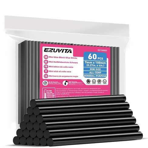 60-Pack Mini Size Black Hot Glue Sticks, 0.27" Dia x 4" Long in Saudi Arabia