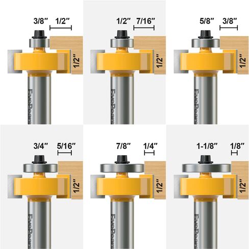 Fivepears 1/4 Inch Shank Rabbet Router Bit with 6 Bearings Set, Rabbeting Router Bit can Interchangeable and Adjustable Multi Depths Cutter 1/8", 1/4", 5/16", 3/8", 7/16", 1/2" … in Kuwait