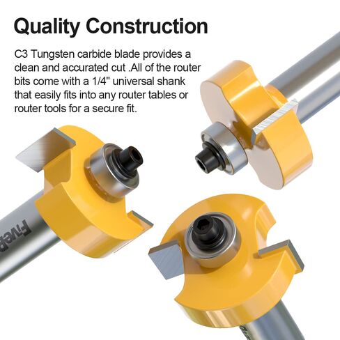 Fivepears 1/4 Inch Shank Rabbet Router Bit with 6 Bearings Set, Rabbeting Router Bit can Interchangeable and Adjustable Multi Depths Cutter 1/8", 1/4", 5/16", 3/8", 7/16", 1/2" … in Kuwait