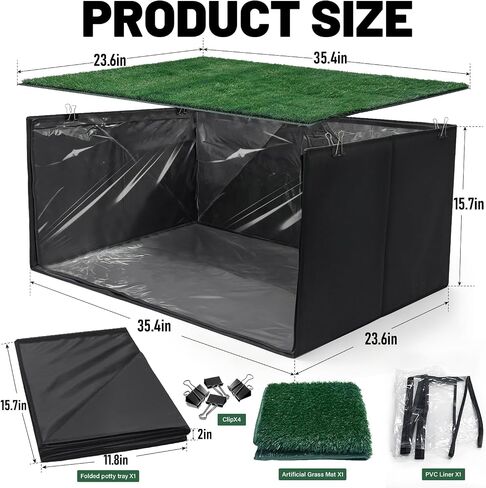 High Walls Dog Litter Box with Artificial Grass Waterproof PVC Liner in Kuwait