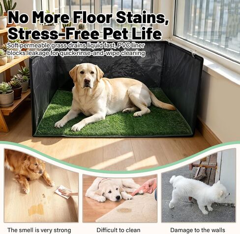 High Walls Dog Litter Box with Artificial Grass Waterproof PVC Liner in Kuwait