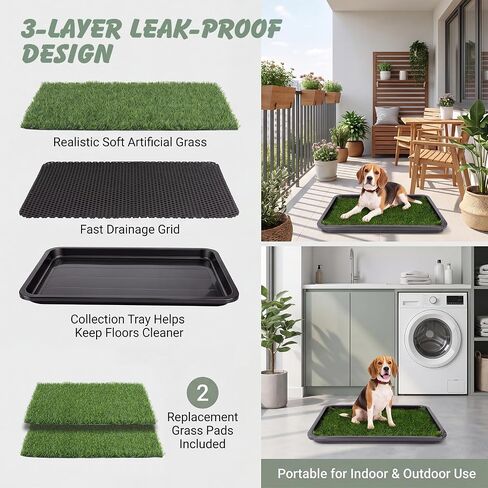 ondware Dog Grass Pad with Tray, 30 x 20 in, 2 Replacement Pads Included in Saudi Arabia