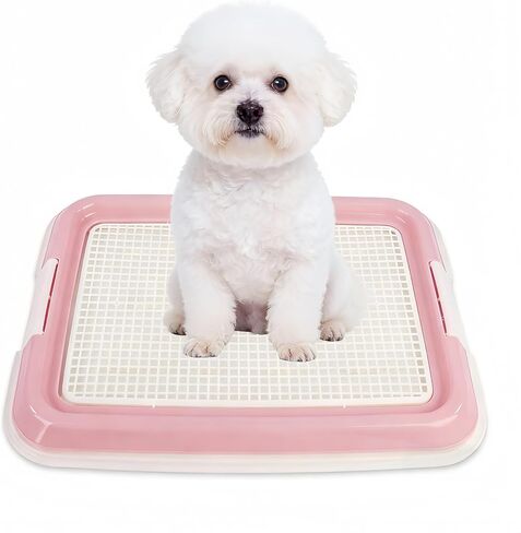 Dog Potty Tray for Small Dogs, Puppy Potty Training Tray 19.7"x14.5" Indoor Dog Toilet, Leak-Proof Pet Pads Holder (Pink) in Saudi Arabia