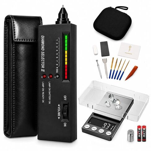 SKEAP Diamond Tester Pen– Jewelry Testing Kit & Gold Testing Kit, Includes Diamond Tester Pen, Jewelry Scale, Stone File, polishing Knife, etc– Ideal for Home, Jewelry Stores & Pawn Shops in Kuwait
