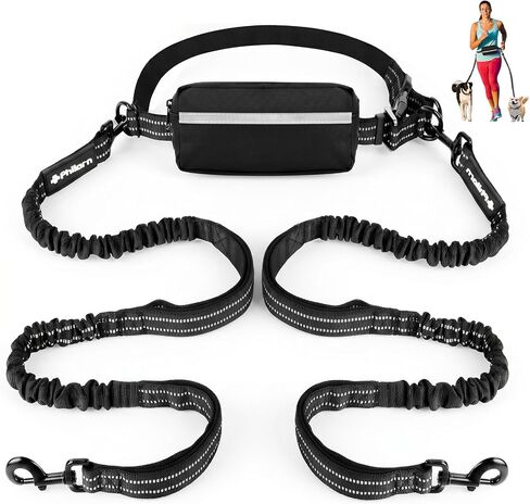 Philorn Hands Free Dog Leash for 2 Dogs, Adjustable Waist Leash in Saudi Arabia