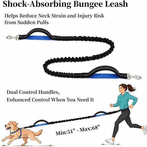 Hands Free Dog Leash with Running Belt for Walking, Running and Hiking in Kuwait