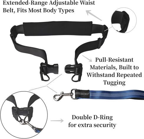 Hands Free Dog Leash with Running Belt for Walking, Running and Hiking in Kuwait