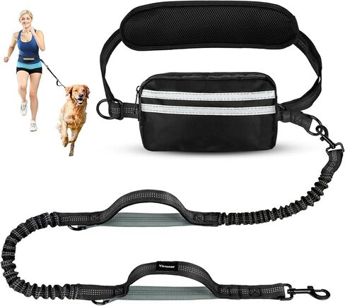 Hands Free Dog Leash with Pouch, Black/Olive Green in Saudi Arabia