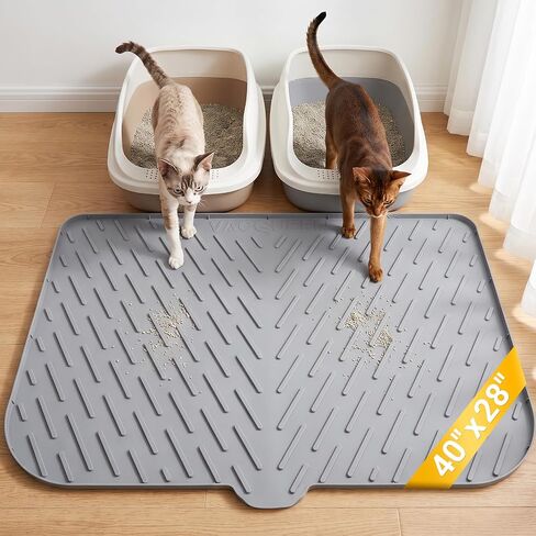 XL Silicone Cat Litter Mat, 40 x 28 Inch, Large Litter Box Mat, Gray in Saudi Arabia