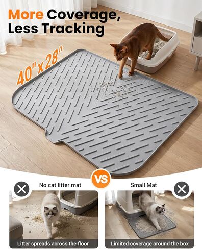 XL Silicone Cat Litter Mat, 40 x 28 Inch, Large Litter Box Mat, Gray in Saudi Arabia