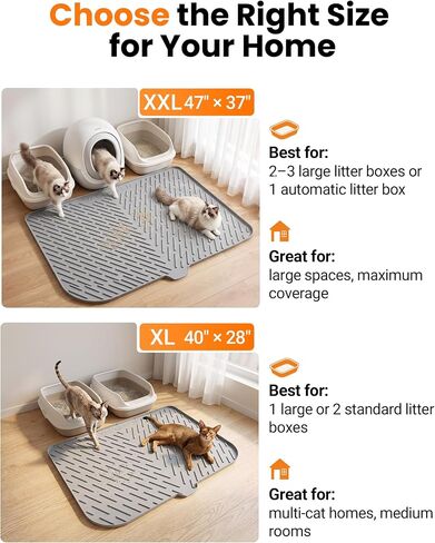 XL Silicone Cat Litter Mat, 40 x 28 Inch, Large Litter Box Mat, Gray in Saudi Arabia