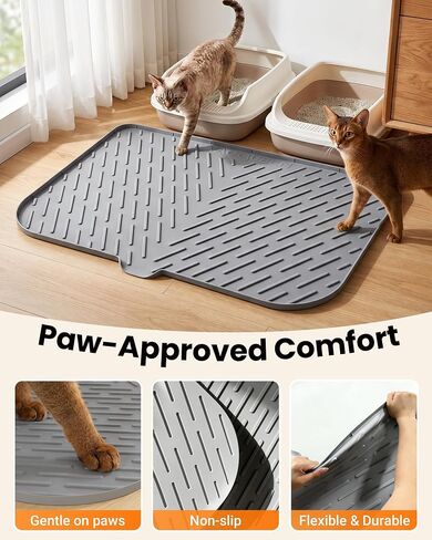 XL Silicone Cat Litter Mat, 40 x 28 Inch, Large Litter Box Mat, Gray in Saudi Arabia