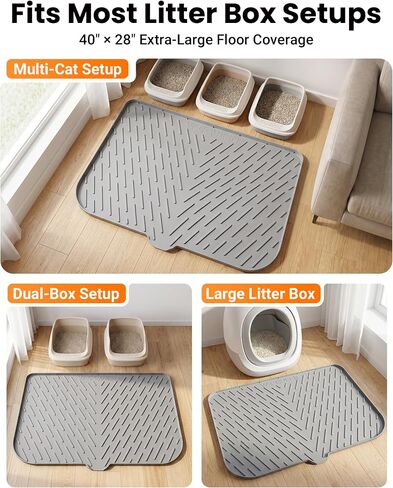 XL Silicone Cat Litter Mat, 40 x 28 Inch, Large Litter Box Mat, Gray in Saudi Arabia