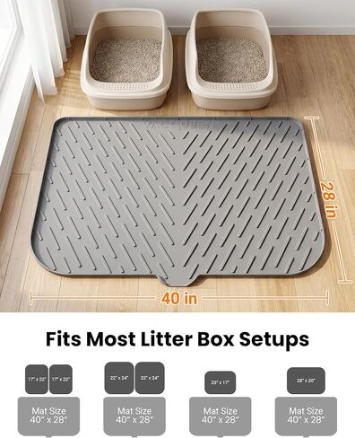 XL Silicone Cat Litter Mat, 40 x 28 Inch, Large Litter Box Mat, Gray in Saudi Arabia