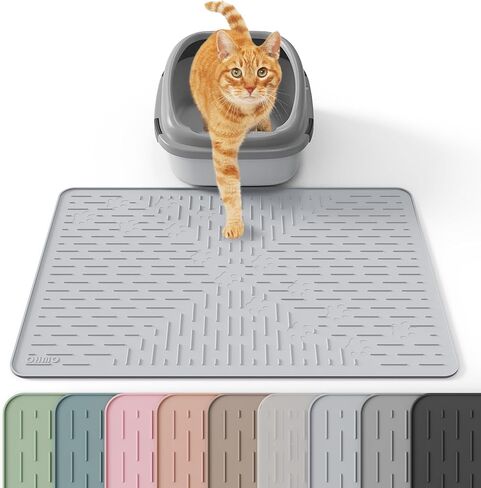 OHMO Large Cat Litter Mat, 31.5x23.6 Silicone Trapping Mat Sage Green in Kuwait