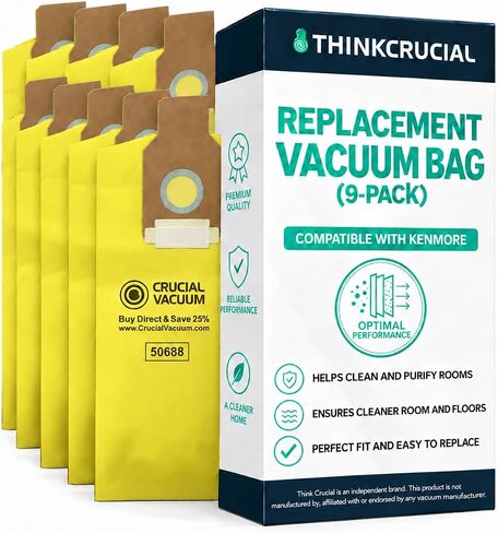 Crucial Vacuum Replacement Vacuum Bags Compatible with Kenmore Part # 20-5068, 20-50681, 20-50688, 20-50690, 5069, 50590, SC-PU110, SCPU11, SC-PU1, SCPU1 & Models O, U, U-2, PU-1 (9 Pack) in Saudi Arabia