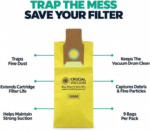 Crucial Vacuum Replacement Vacuum Bags Compatible with Kenmore Part # 20-5068, 20-50681, 20-50688, 20-50690, 5069, 50590, SC-PU110, SCPU11, SC-PU1, SCPU1 & Models O, U, U-2, PU-1 (9 Pack) in Saudi Arabia