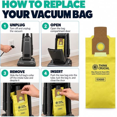 Crucial Vacuum Replacement Vacuum Bags Compatible with Kenmore Part # 20-5068, 20-50681, 20-50688, 20-50690, 5069, 50590, SC-PU110, SCPU11, SC-PU1, SCPU1 & Models O, U, U-2, PU-1 (9 Pack) in Saudi Arabia