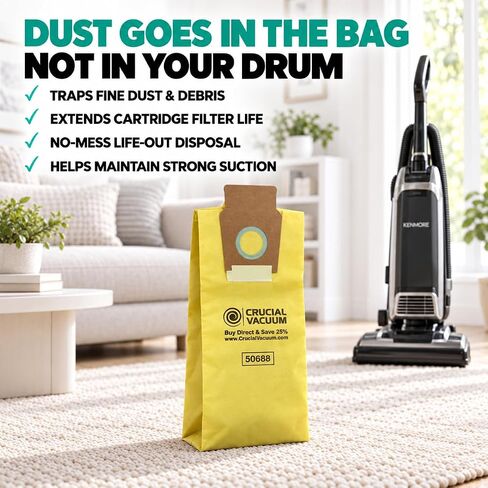 Crucial Vacuum Replacement Vacuum Bags Compatible with Kenmore Part # 20-5068, 20-50681, 20-50688, 20-50690, 5069, 50590, SC-PU110, SCPU11, SC-PU1, SCPU1 & Models O, U, U-2, PU-1 (9 Pack) in Saudi Arabia