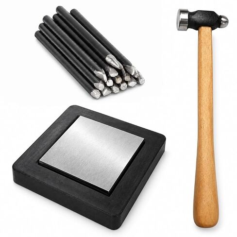 Jewelry Chasing Punches with Steel Bench Block, Rubber Base and Hammer in Kuwait