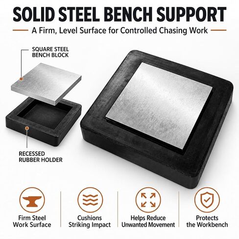 Jewelry Chasing Punches with Steel Bench Block, Rubber Base and Hammer in Kuwait