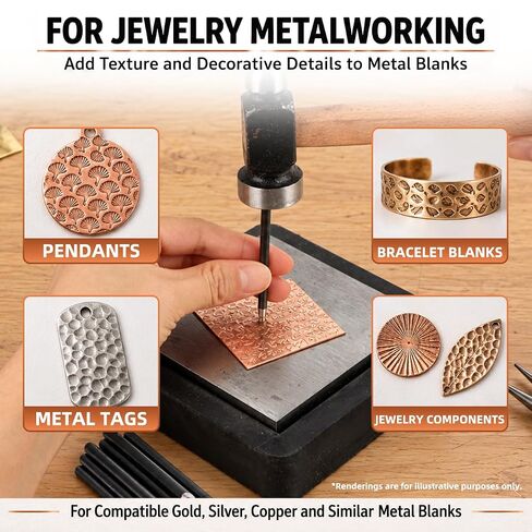 Jewelry Chasing Punches with Steel Bench Block, Rubber Base and Hammer in Kuwait