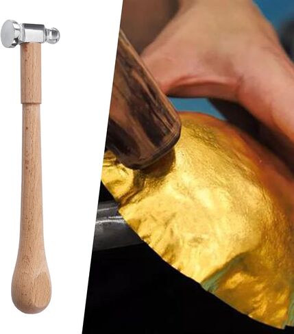 Jewelry Making Hammer, Two Sided Chasing Hammer for Jewelry Making, Wood Handle Jewelry Repair Hammer for Metalworking, Length 25.7cm in Saudi Arabia