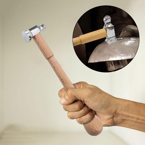 Jewelry Making Hammer, Two Sided Chasing Hammer for Jewelry Making, Wood Handle Jewelry Repair Hammer for Metalworking, Length 25.7cm in Saudi Arabia