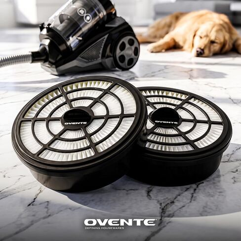 Ovente Premium Filter Replacement for ST2620 Bagless Canister Vacuum Cleaner Series with 99.9% Ultra Dust & Particle Filtration, Compact Easy Installation and Storage, Pack of 2 ACPST26702 in Saudi Arabia