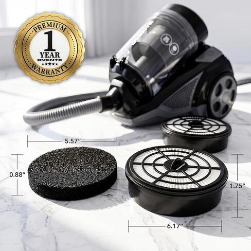 Ovente Premium Filter Replacement for ST2620 Bagless Canister Vacuum Cleaner Series with 99.9% Ultra Dust & Particle Filtration, Compact Easy Installation and Storage, Pack of 2 ACPST26702 in Saudi Arabia