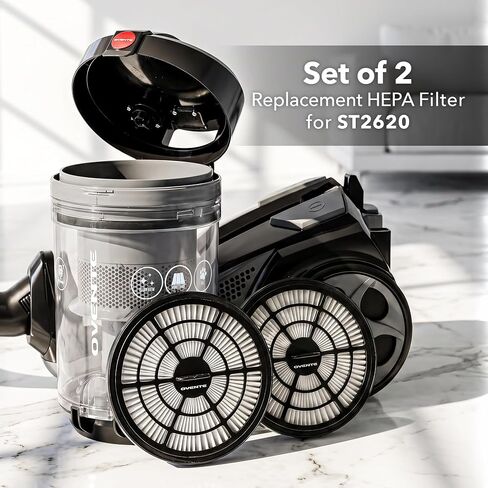Ovente Premium Filter Replacement for ST2620 Bagless Canister Vacuum Cleaner Series with 99.9% Ultra Dust & Particle Filtration, Compact Easy Installation and Storage, Pack of 2 ACPST26702 in Saudi Arabia