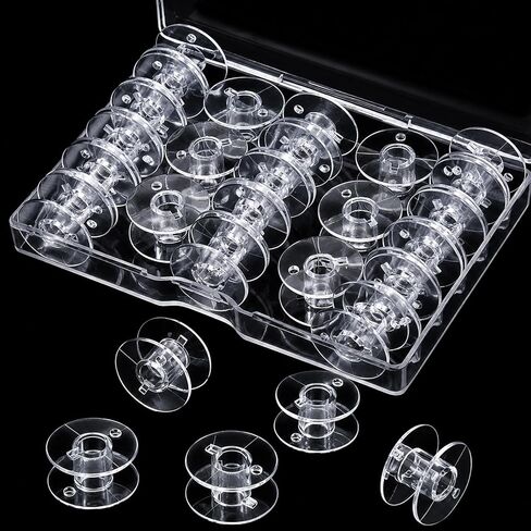 28 Pcs Class 15 Plastic Sewing Machine Bobbins with Storage Case in Kuwait