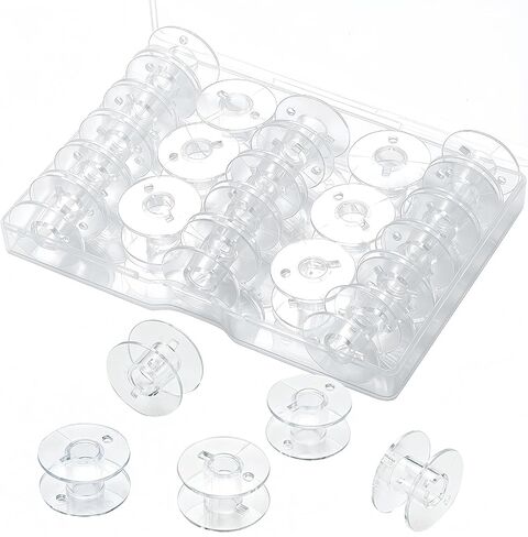 28 Pcs Class 15 Plastic Sewing Machine Bobbins with Storage Case in Kuwait