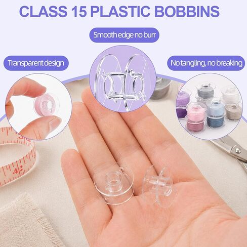 28 Pcs Class 15 Plastic Sewing Machine Bobbins with Storage Case in Kuwait